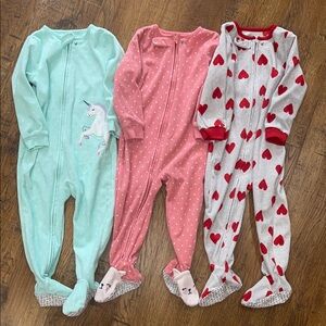 Carter's Green and Pink Footies One Pieces